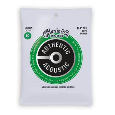 Martin MA170S Authentic Acoustic Marquis Silked 80/20 Bronze Acoustic Guitar Strings - Extra Light (.10 - .47)