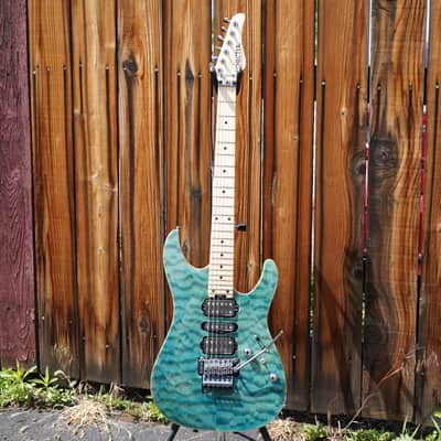 Schecter Japan PROTOTYPE EX-V-24 LTM/FRT M/M BKCH / 3AG - AQUA 6-String w/ Molded Case image 2