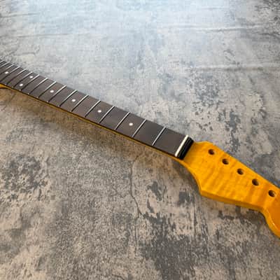 BMC Guitar Neck Strat® Stratocaster® 21 Fret Amber Flame Maple With Rosewood Fingerboard Rounded Fret Ends 9.5 Radius  SFMRA21 #3 image 2