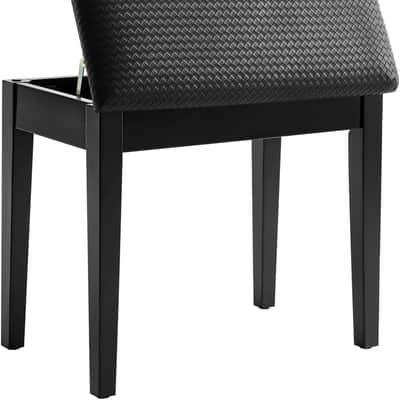 Piano Bench with Storage for Music Books, Waterproof Synthetic Leather Padded Seat, Oak Wood Holds 300 lbs, Soft Cushioned Vanity Stool, Easy Assembly, 13.8"x22"x19.5" Black image 1