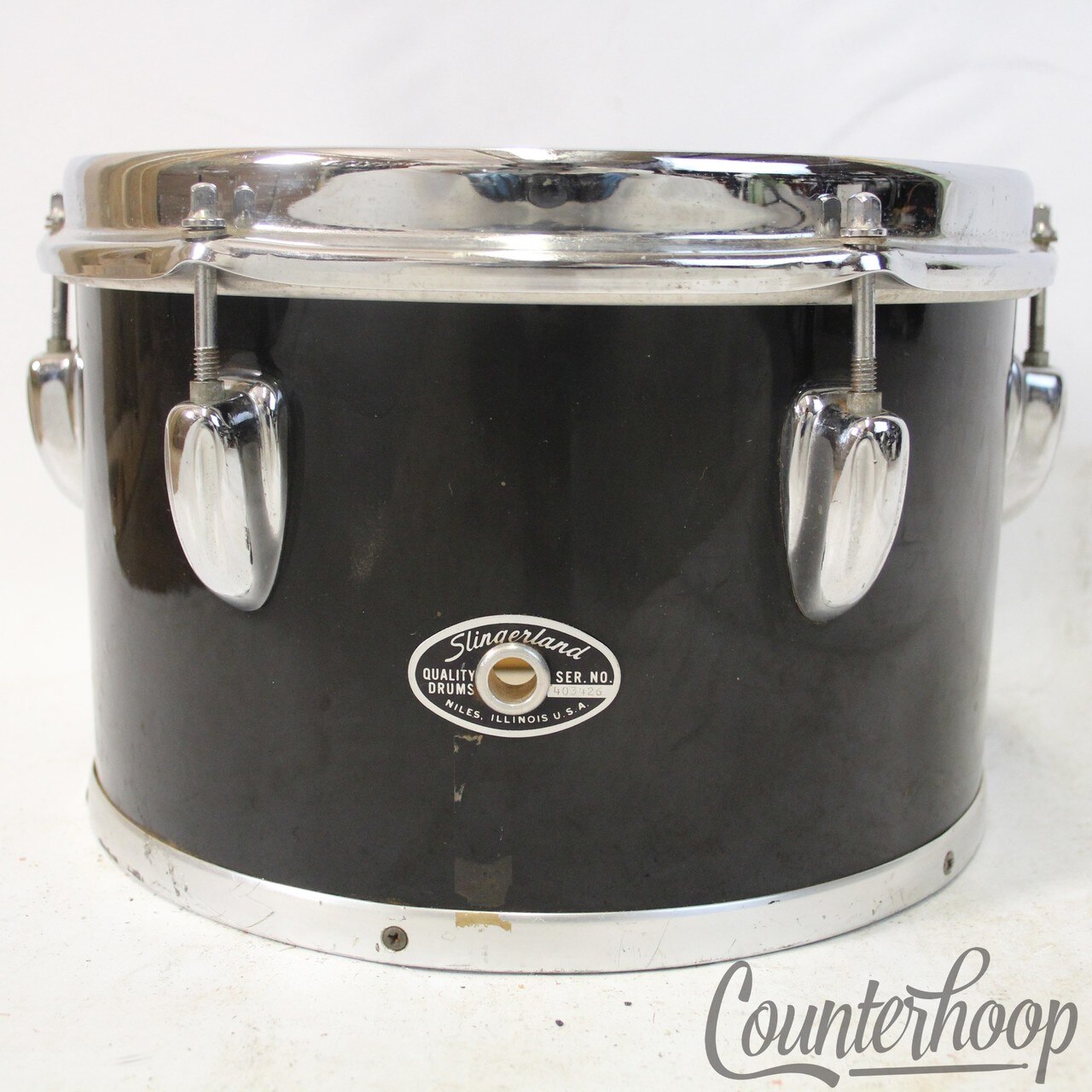 Slingerland 10x6"Concert Tom Drum Black Beauty Sound King 70s 9Ply! Set-O-Matic — main photograph