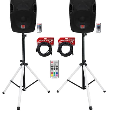 (2) Rockville BPA12 12" Powered 600w DJ PA Speakers wBluetooth+LED Stands+Cables image 14