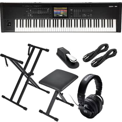Korg Kronos 3 88-key Music Workstation - Keyboard Stand and Bench - Sustain Pedal - Presonus HD9 - (2) 1/4 Cables Bundle