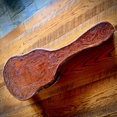 1950’s Western Motif Hand Tooled Custom Leather Dreadnaught Guitar Case image 1