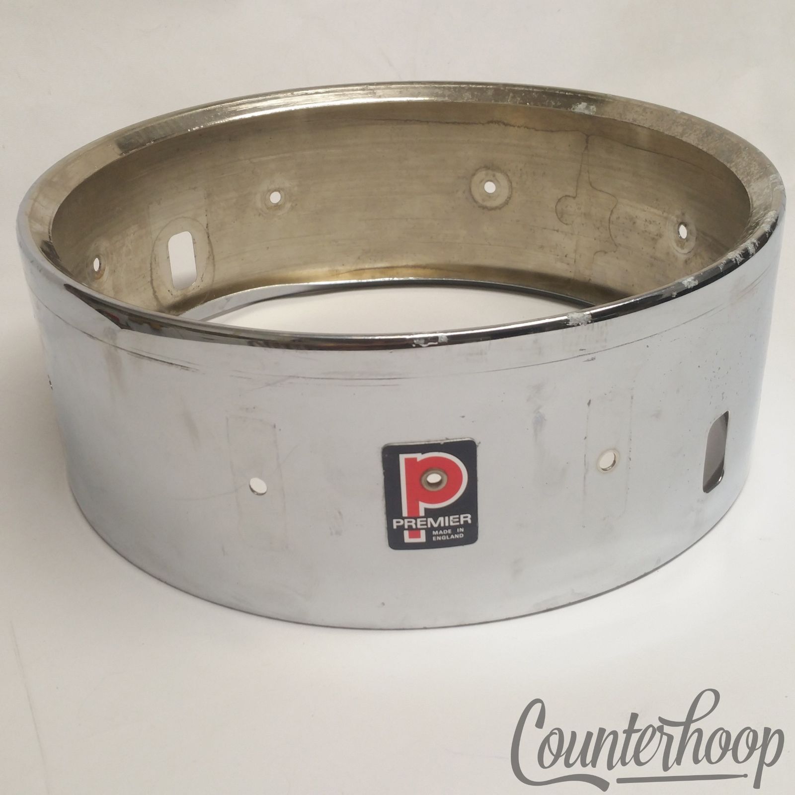 Premier 14x5"8-Lug 2000 Super Ace Chrome Snare Drum Shell Vintage 60s England — main photograph