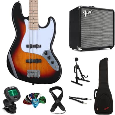 Squier Affinity Series Jazz Bass and Rumble 25 Combo Amp Bundle - 3-color Sunburst with Maple Fingerboard image 1