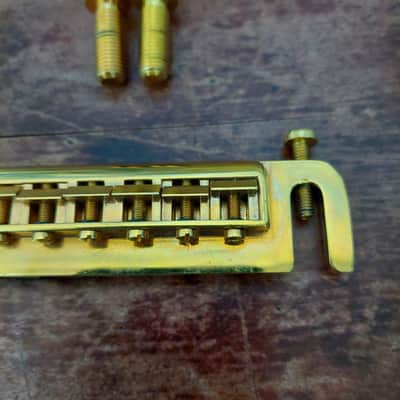 Leo Quan Badass Wraparound Guitar Bridge with SAE Locking Studs GOLD (USED) "Made In Germany" image 5