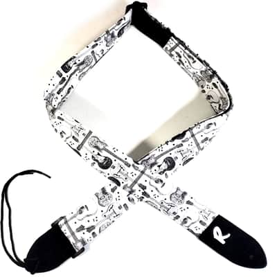 Guitar Collage Guitar Strap- Black White Guitars Composition Strap - Guitars Line Drawings - Works for Electric, Bass, or Acoustic Guitars image 2