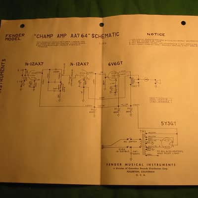 1969 Fender  Champ  AA764  Schematic  All Black-Silver face image 1