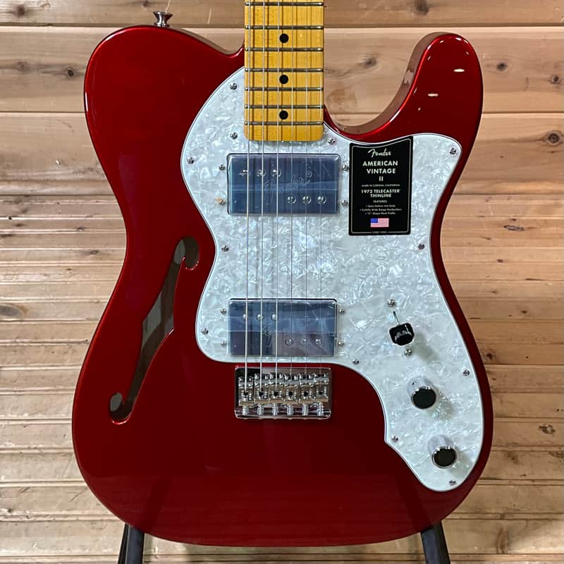 Fender American Vintage II 1972 Telecaster Thinline Electric Guitar - Candy Apple Red image 1