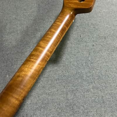 Roasted flame maple 20 fret Fretless J Bass guitar Neck parts 4 string 34inch image 2