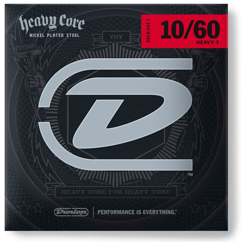 Dunlop Heavy Core Nickel Wound Electric Guitar Strings, Heavy, 10-60 Gauge, Set of 7 Strings image 1