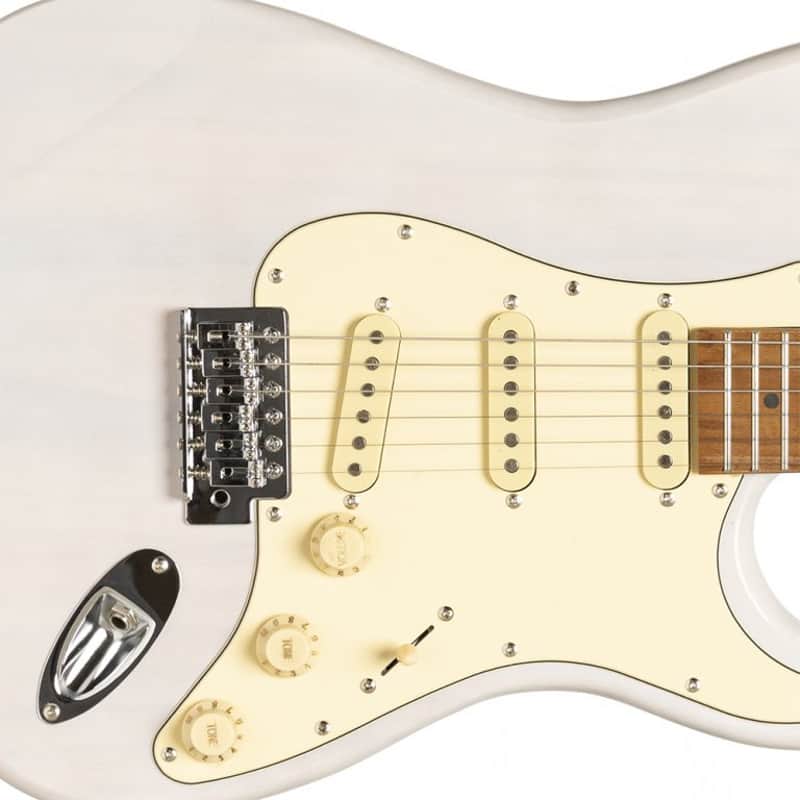 STAGG VINTAGE SERIES S-55 STRAT SSS GUITAR / SEE THRU WHITE BLONDE image 1