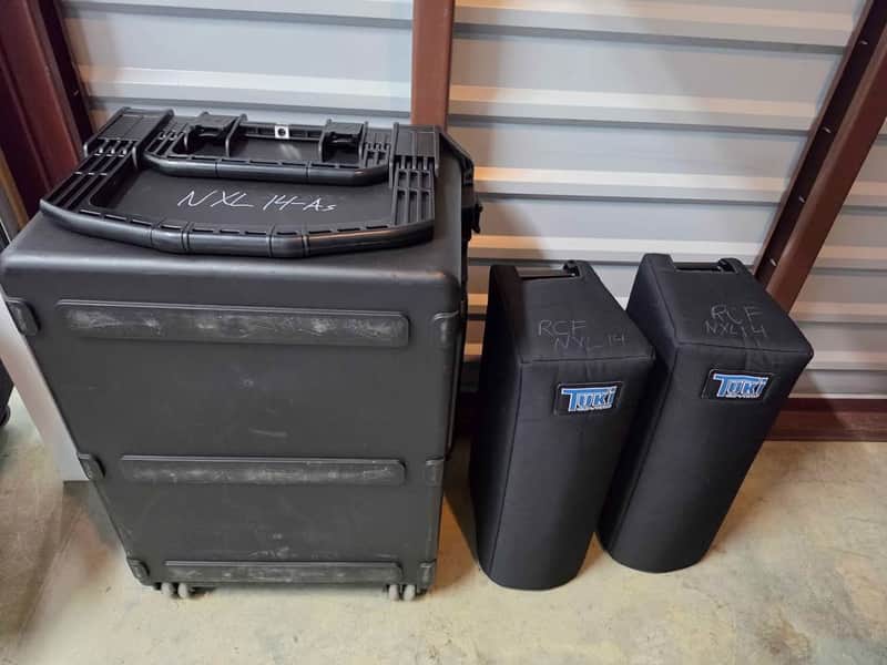 RCF (2) NXL 14-A Column Speakers with SKB Case and Tuki Covers image 1