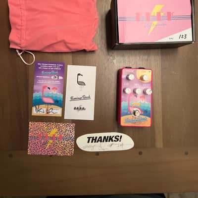 KHDK Electronics Flamingo Beach Mystery Pedal 2021 Limited Edition Overdrive 2021 - Hot pink with glitter silk screened enclosure image 2