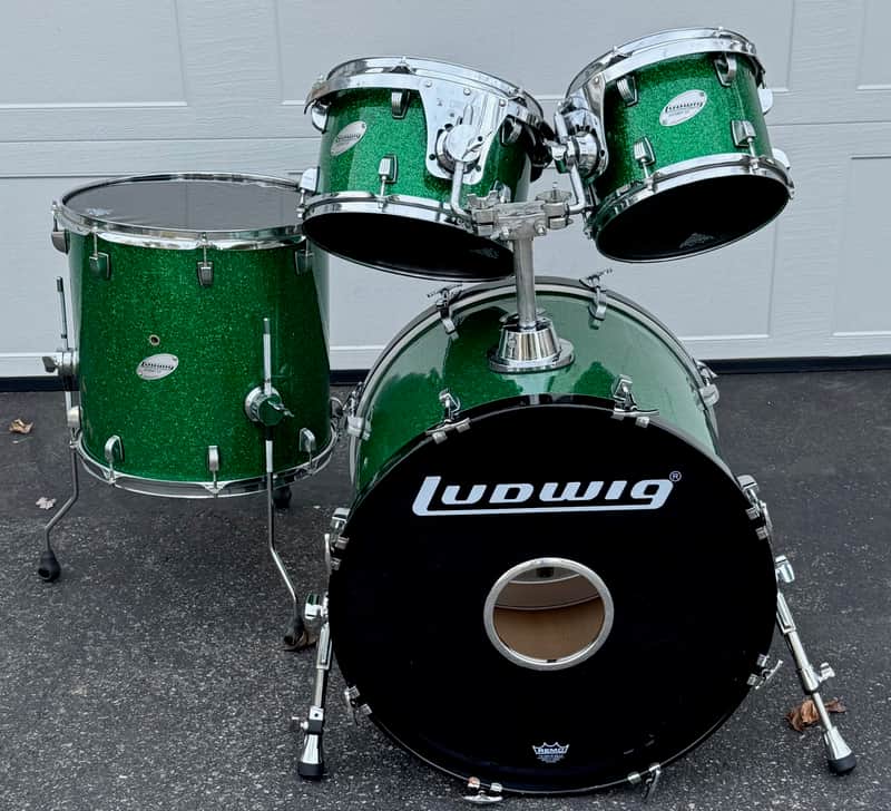 Ludwig Accent CS Green Sparkle 4 Piece Shell Pack Drum Set image 1