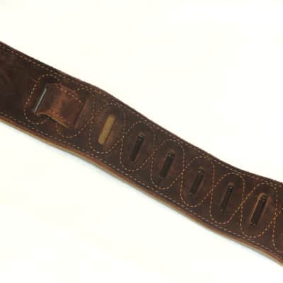 FENDER Suede Leather BROWN guitar STRAP - 2.5" wide - blem image 9