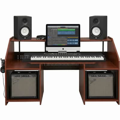 71" Studio Furniture Music Workstation Wooden Brown image 2