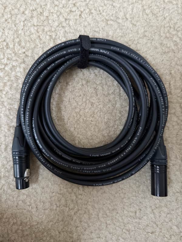 Live Wire Elite Quad XLR Microphone Cable - 15 ft. Black image 1
