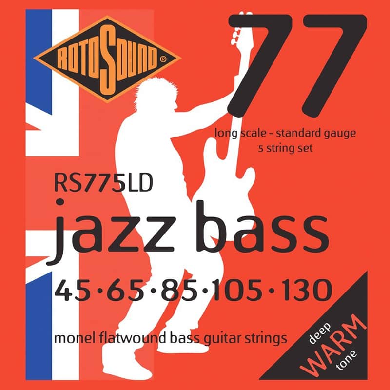 Rotosound RS775LD Jazz Bass 77 Monel Flatwound 5-String Electric Bass Strings - Standard (45 - 130) image 1