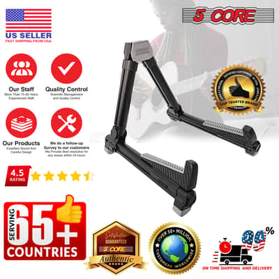 5 Core Guitar Stand Adjustable A Frame Shape w Rubber Pad Arms Supports Acoustic Electric Bass image 8