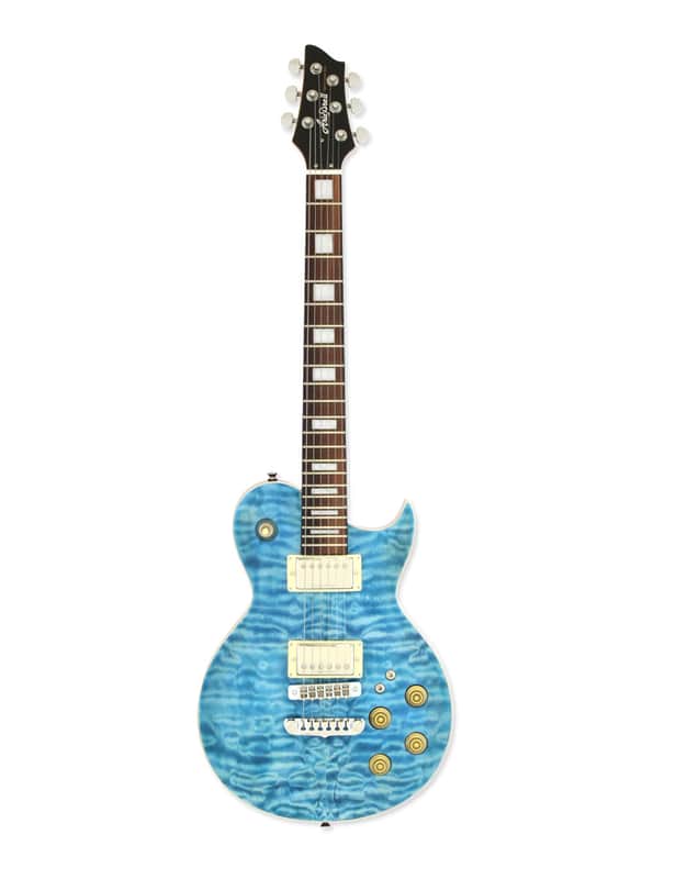 Aria Pro II PE-480-SEBL Electric Guitar See Thru Emerald Blue image 1