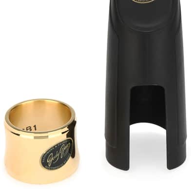 JodyJazz HRB1 Power Ring Ligature with Cap for Hard Rubber Baritone Saxophone Mouthpiece - Gold image 1