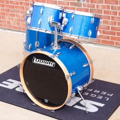 60's Ludwig Keystone Badge Blue Sparkle Kit - 20" 12,13,16" image 7