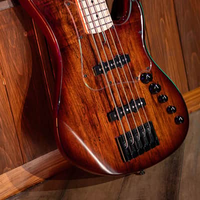 Cort GBFUSION5ABB GB-Fusion 5 Solid Alder Body Spalted Maple Top Hard Maple C Shape Neck 5-String Electric Bass Guitar w/Gig Bag image 9