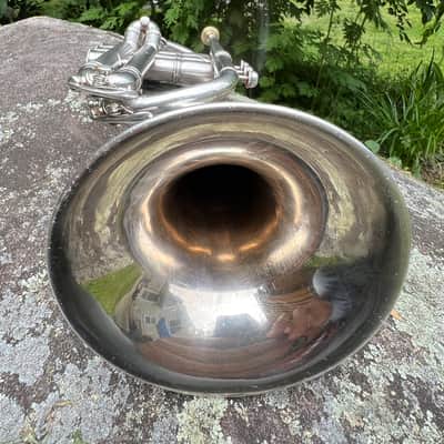 Antique York Professional Cornet #108179 Silver Plate c.1935 — Patent Pistons, Gold Wash Bell, Player Condition image 12