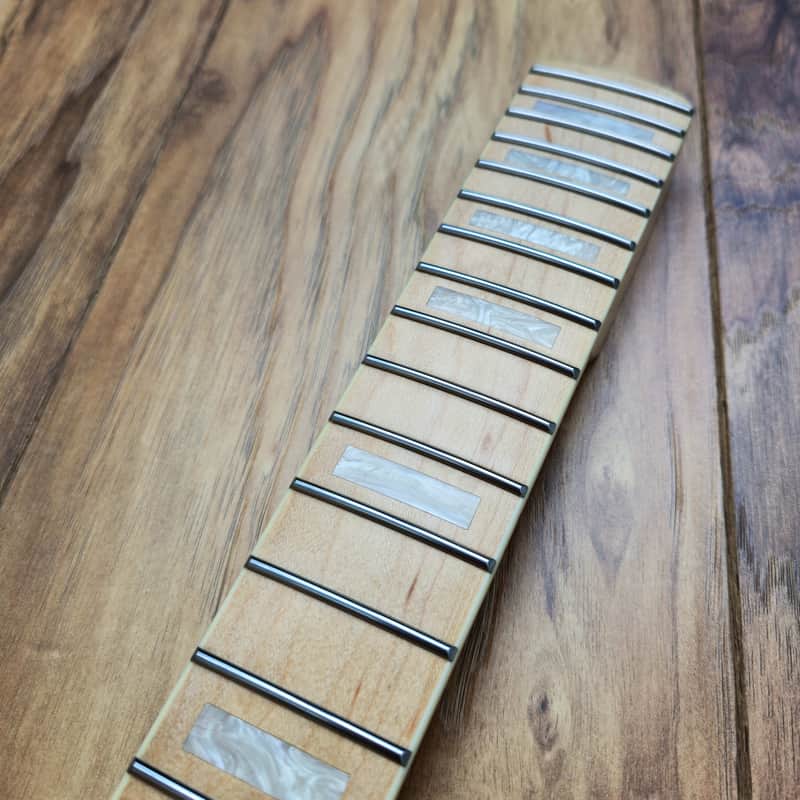 Stratocaster Compatible Bound Maple Neck with Pearl Block inlays Nitro Satin image 1