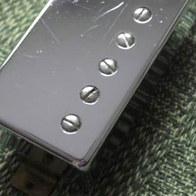 used 2004 Ibanez Super 58 Bridge HB pickup, Chrome, Indonesia, Ceramic (7.82k) SP-58-R, the R stands for rear which is bridge (but can go in Neck position, Ibanez pickup modeled after PAF) 4 conductor +springs/screws, SP-58 image 3