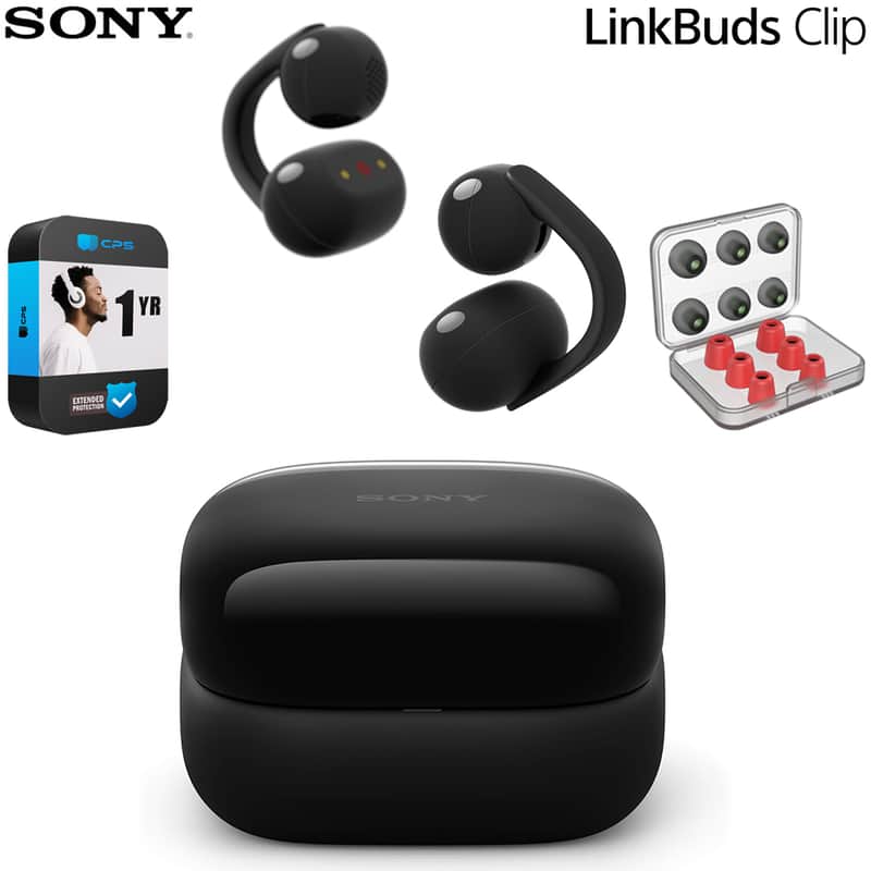 Sony LinkBuds Clip Open-Ear Truly Wireless Earbuds Black + 1 Yr Warranty Bundle image 1