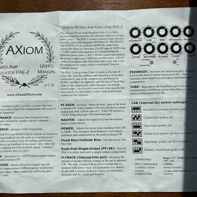 AXIOM EFFECTS - Analog Power Amp Emulator (PAE-2) 2026 image 5
