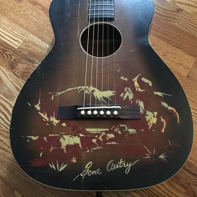 Vintage Harmony Gene Autry Re-Braced parlor cowboy stencil image 3