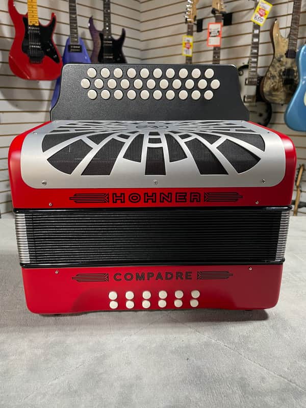 *OPEN BOX* Hohner Compadre Diatonic Accordion - Keys of G/C/F - Red image 1