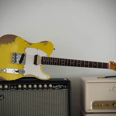 Fender Custom Shop 1964 HS Tele Heavy Relic Grafitti Yellow, Aus Erstbesitz! Custom Color, SD Neck Humbucker uvm. 2021 - Grafitti Yellow Relic image 5
