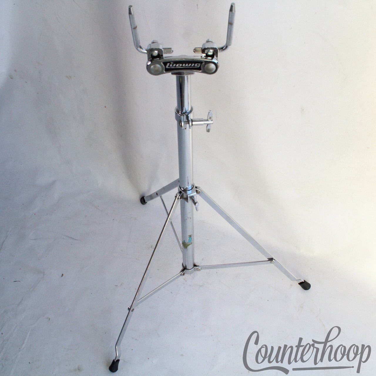 Ludwig Double Tom Drum Mount Stand Holder L-Arm Posts Chrome Atlas Vintage 70s* — main photograph