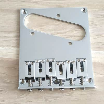 Chrome bridge-tailpiece for Telecaster, 6 zinc saddles image 1
