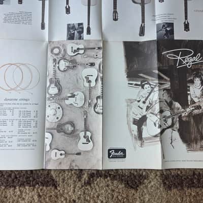 Vintage 1966 Regal (by Fender) Guitar Fold Out Pamphlet Catalog! Rare, Original Case Candy! image 4