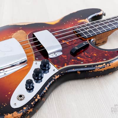 1962 Fender Jazz Bass Vintage Pre-CBS Slab Board, Sunburst w/ Case image 6