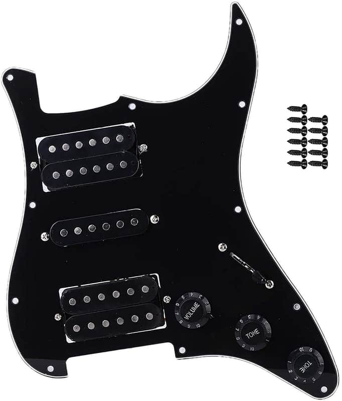 Stratocaster Style Loaded HSH Prewired Pickguard and Humbucker Pickup, Black image 1