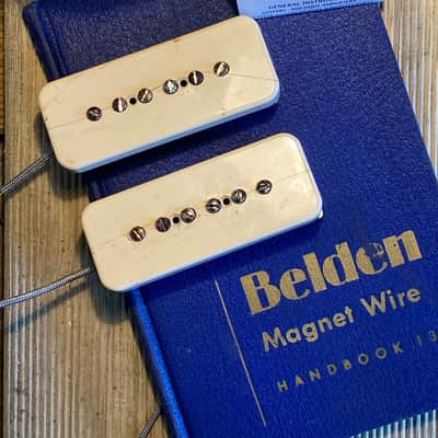 General Vintage Tone  1950 ‘s P90 guitar Pickup set Soap bars  Belden green wire 42awg NOS and nos m image 1