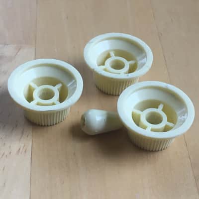 3 Vintage Style Fender Strat Green Font Numbers Letters Knobs White Aged Light NOS Relic image 4