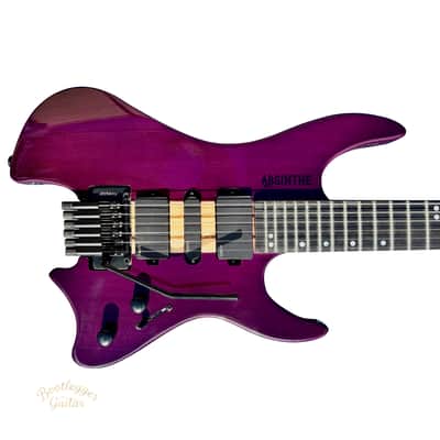 Bootlegger Guitar Gen 2 Absinthe Headless Tremolo Deep Purple Clear Gloss EMG Coil Split Case image 2