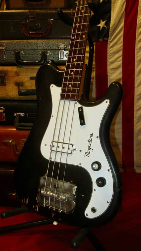 ~1965 Magnatone Hurricane Bass Faux Black Sparkle w/ Road Case image 1