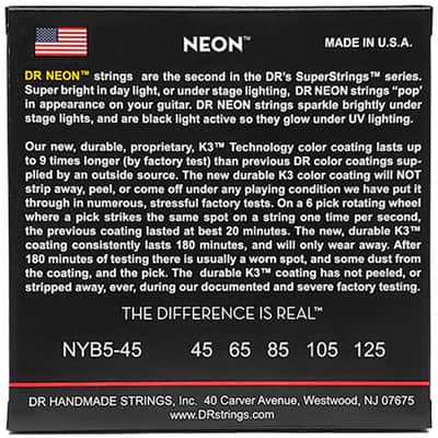 NYB5-45 Hi Def Neon Yellow Medium 45-125 DR Strings image 3