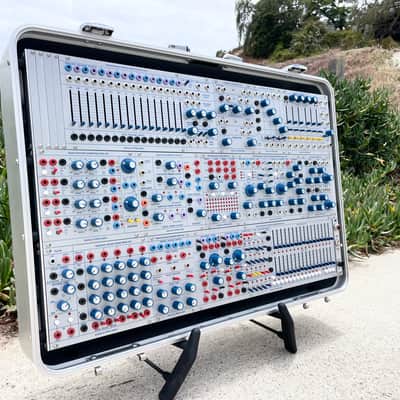 Buchla Tiptop 200t series with BPNYC ZERO Halliburton Eurorack Modular Travel Case SILVER 122hp 9U w/MARF image 2