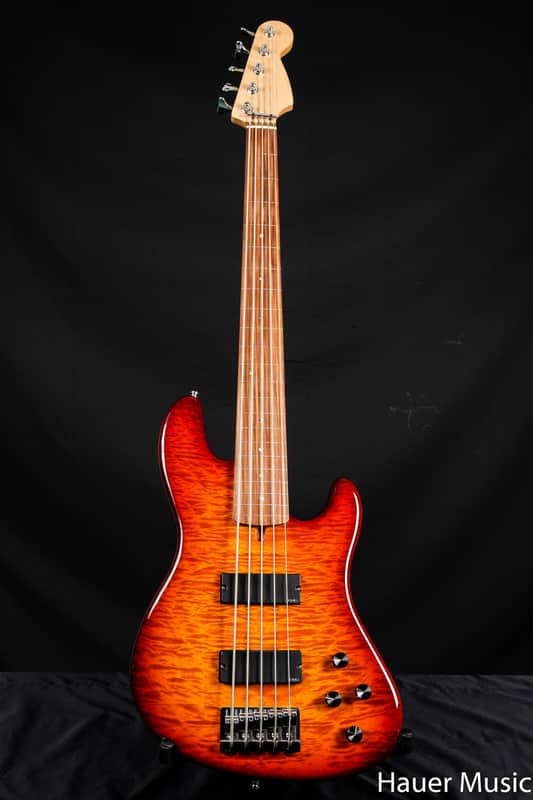 Warmoth 5-String Fretless Bass Sunburst image 1