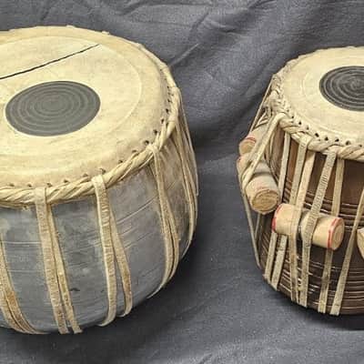 Vintage Indian Tabla Set hand drum percussion case damaged image 1